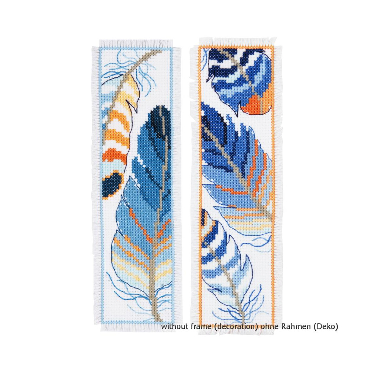 Vervaco Bookmark counted cross stitch kit Blue feathers...
