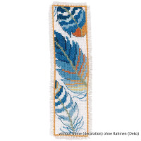 Vervaco Bookmark counted cross stitch kit Blue feathers set of 2, DIY