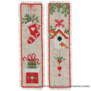 Vervaco Bookmark counted cross stitch kit Christmassy set...