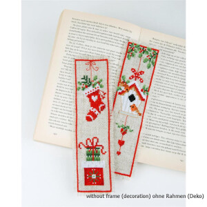 Vervaco Bookmark counted cross stitch kit Christmassy set...