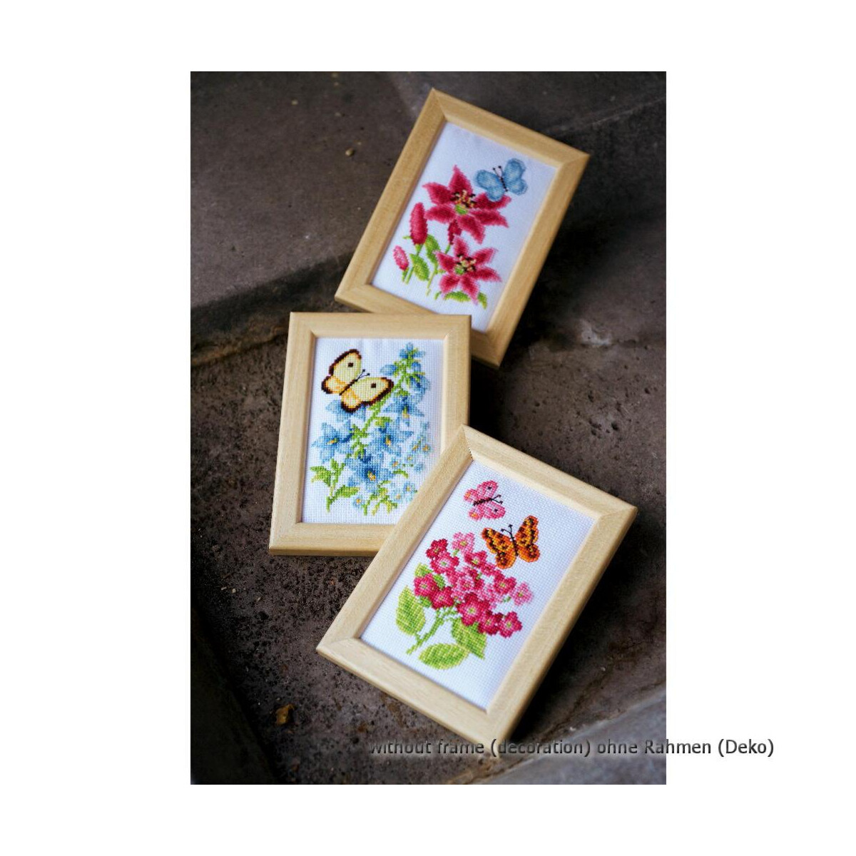 Lot de 3 miniatures de broderie Vervaco "Fleurs et...