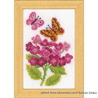Vervaco Pack de bordado en miniatura "Flores y mariposas" Juego de 3, patrones de conteo