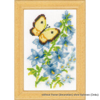 Vervaco miniaturen borduurpakket "Bloemen en vlinders" Set van 3, telpatroon