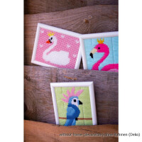 Vervaco Spanningssteek borduurpakket "Flamingo", borduurmotief voorgetekend
