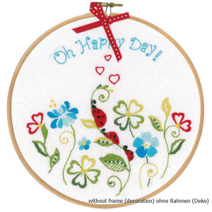 Vervaco stamped stitch kit Oh happy day with frame, DIY