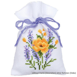 Vervaco Herbal bags counted cross stitch kit Flowers and Lavender Set of 3, DIY