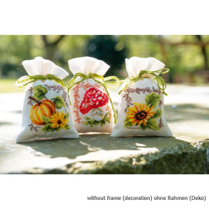 Vervaco Herbal bags counted cross stitch kit Autumn Set of 3, DIY