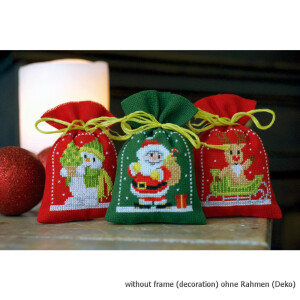Vervaco Herbal bags counted cross stitch kit Christmas set of 3, DIY