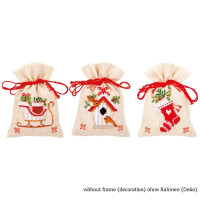 Vervaco Herbal bags counted cross stitch kit Christmassy set of 3, DIY