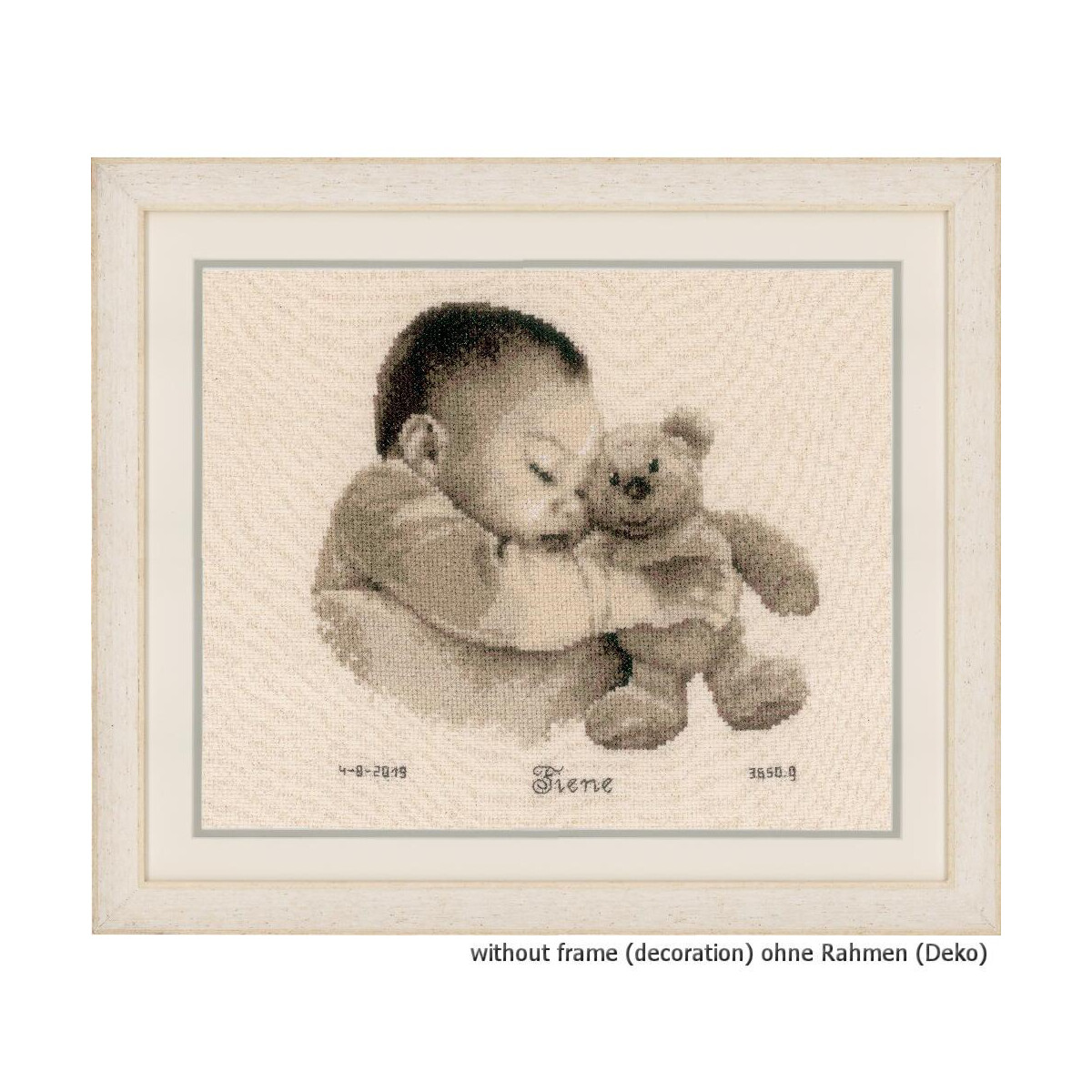 Vervaco counted cross stitch kit Baby & Teddy, DIY