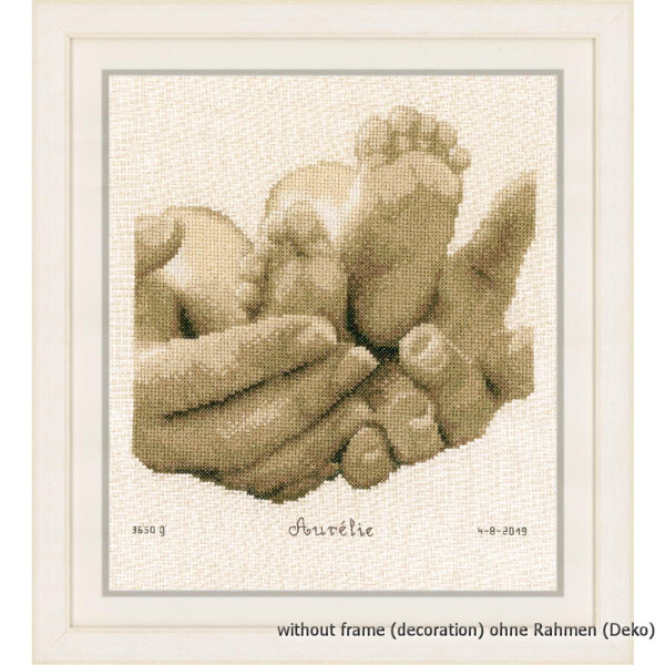 Paquet de broderie Vervaco comptant le motif "Les petits pieds de bébé