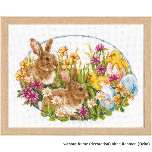 Vervaco counted cross stitch kit Rabbits and chicks, DIY