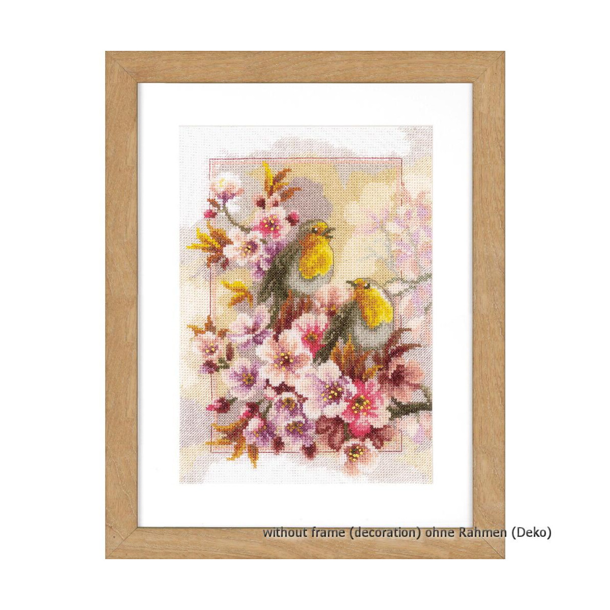 Vervaco counted cross stitch kit Robins in flowers, DIY