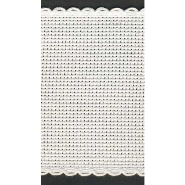 AIDA Zweigart Kreuzstichband Meterware 8 cm breit 7008 Farbe 1 weiß, Band für Kreuzstich. Preis pro 1 m Länge