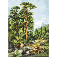 Luca-S counted Cross Stitch kit "Mountain River", 34x47,5cm, DIY