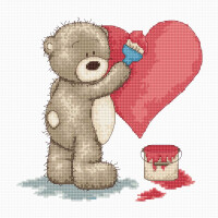 Luca-S counted Cross Stitch kit "Teddy Bruno with a heart", 17,5x17cm, DIY