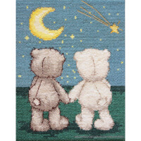 Luca-S counted Cross Stitch kit "Bruno and Bianca with the moon ", 12,5x15,5cm, DIY