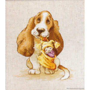 Luca-S counted Cross Stitch kit "Basset with a toy...