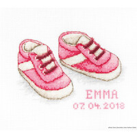 Set di punto croce Luca-S "Baby shoes girl", modello a contare, 12,5x8cm
