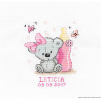 Luca-S Kruissteekset "Leticia voor de geboorte van een meisje", telpatroon, 13x15,5cm