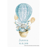 Luca-S counted Cross Stitch kit "Rabbit in a flying balloon  ", 9x18cm, DIY