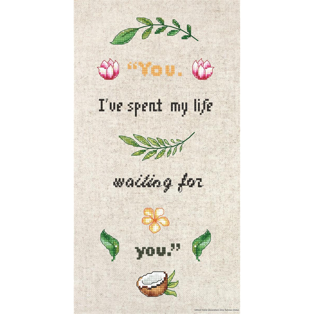An embroidery design on textured fabric reads: You. Ive...