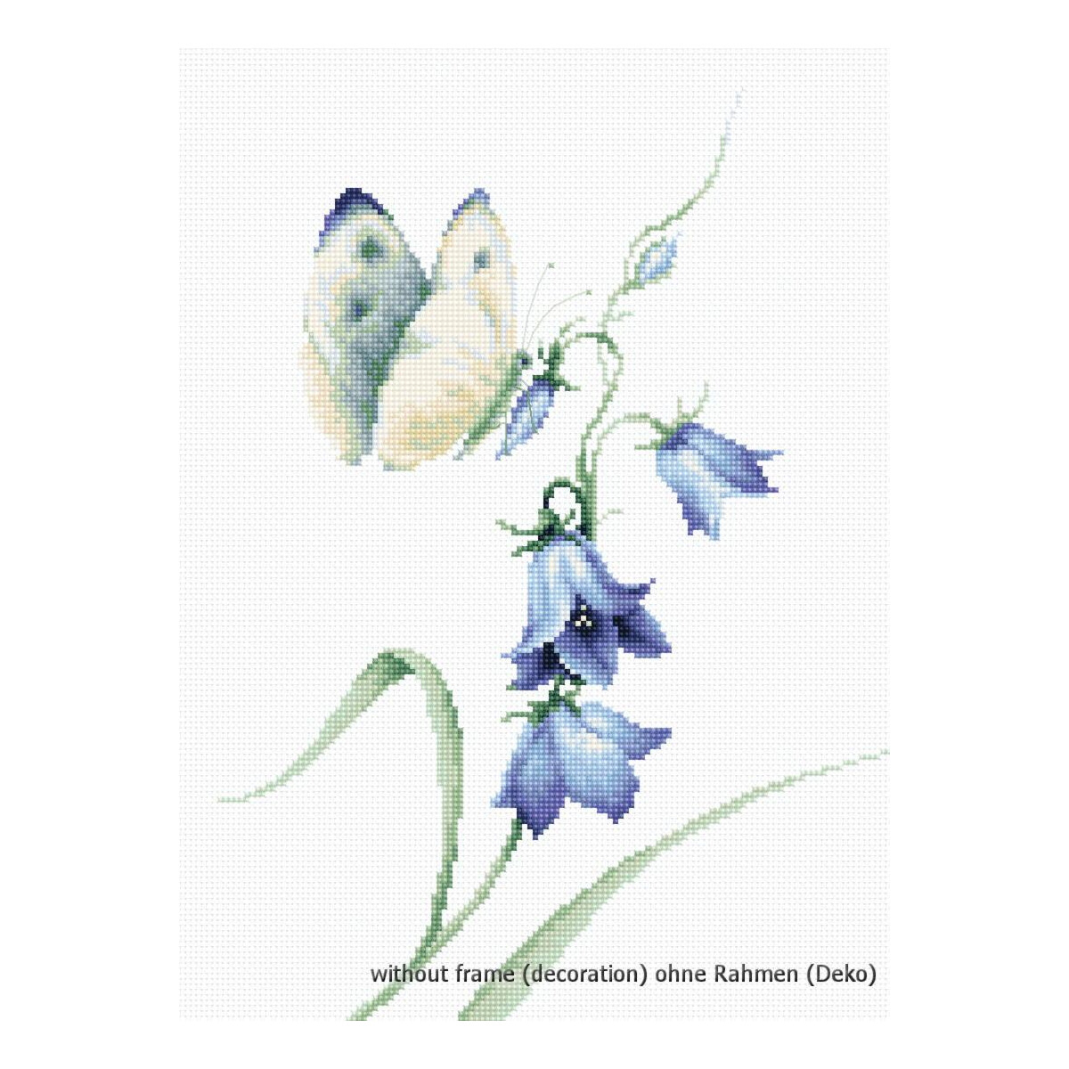Een Luca-s borduurpakket toont een tere bleke vlinder...