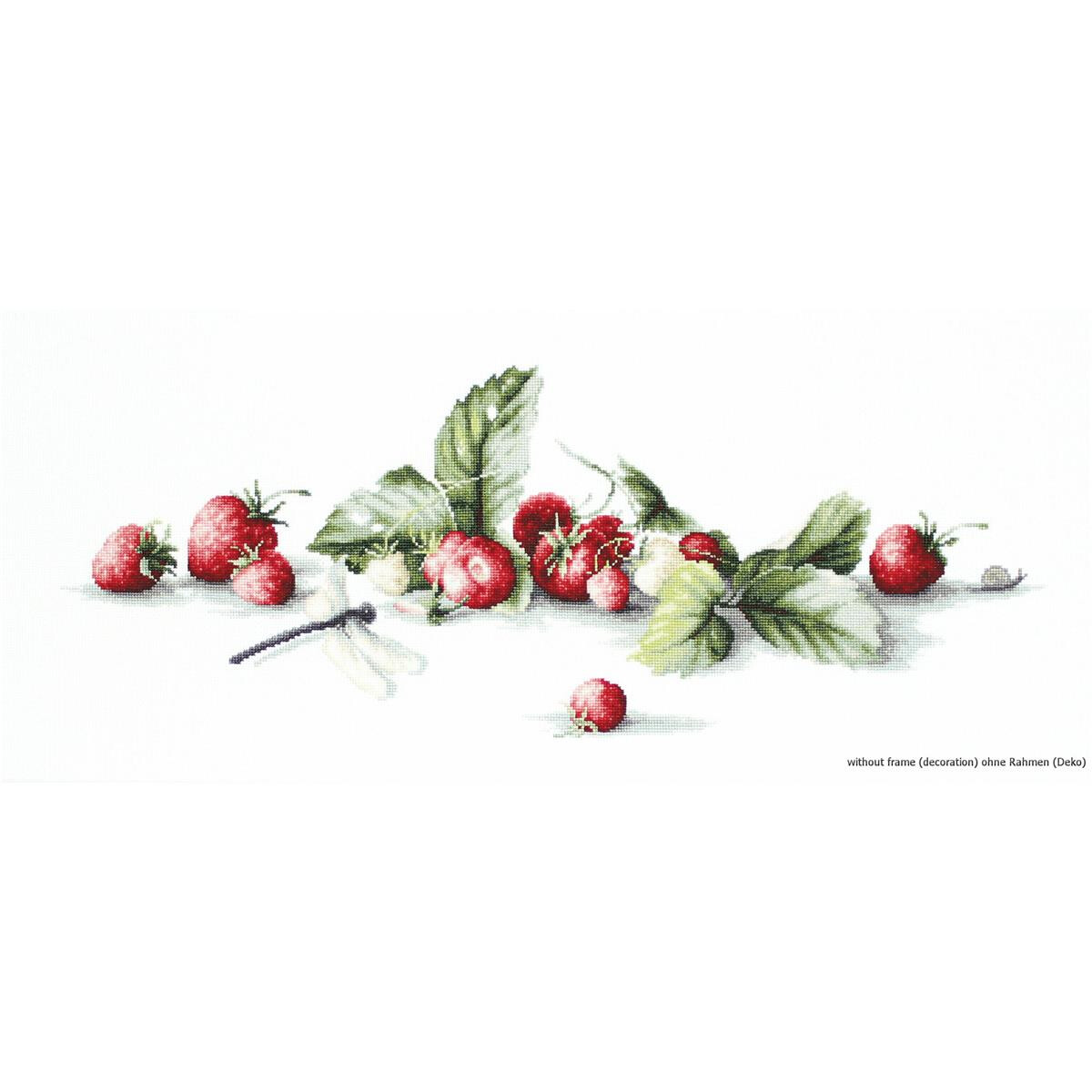 A watercolor shows a collection of fresh strawberries,...