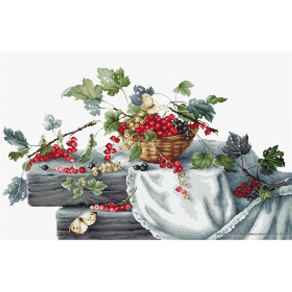 A detailed still life shows a woven basket full of bright...