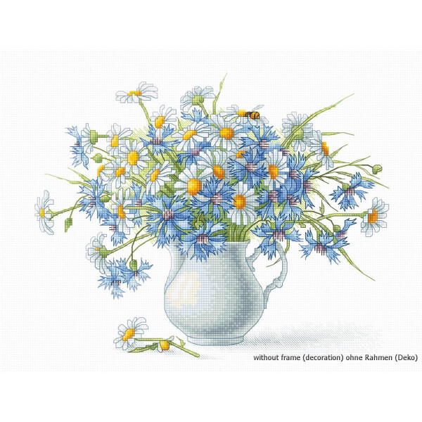 Luca-S counted Cross Stitch kit "Cornflowers and camomiles", 24,5x20cm, DIY