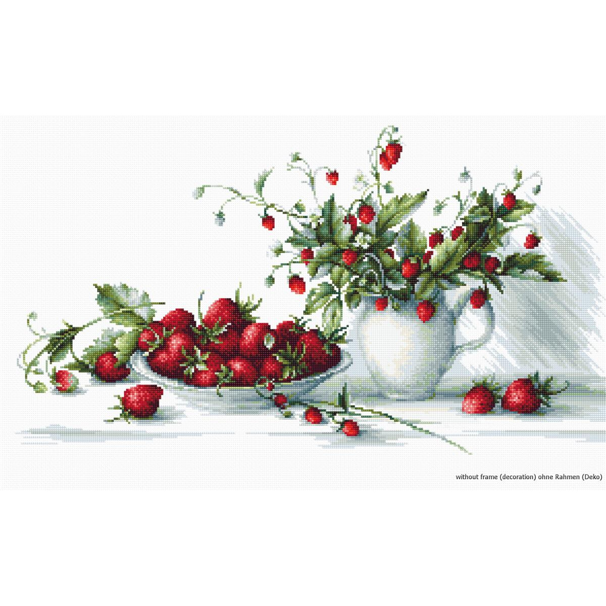 A picturesque still life with bright red strawberries. In...
