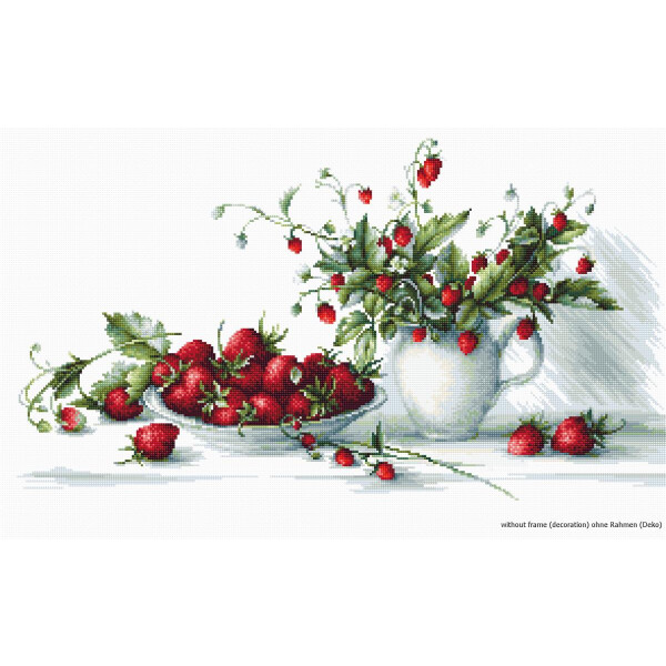 Juego de punto de cruz Luca-S "Strawberries", patrón de conteo, 40,5x22,5cm