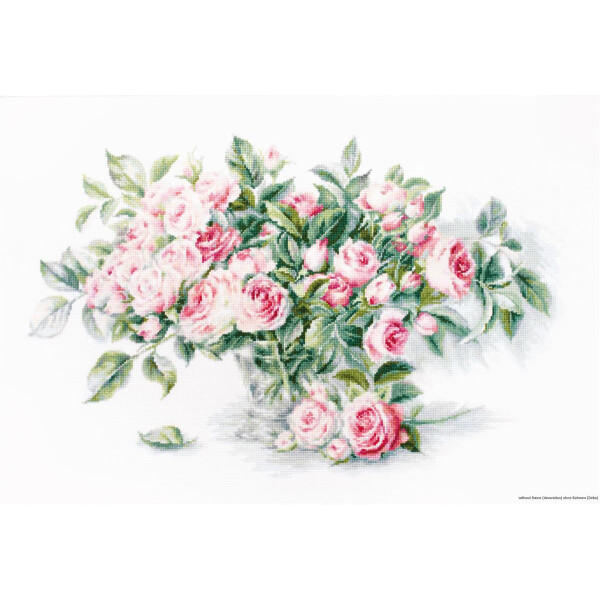 Juego de punto de cruz Luca-S "A bouquet of tea roses", dibujo de conteo, 43,5x28cm
