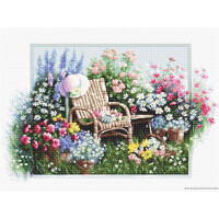 Juego de punto de cruz Luca-S "Blooming garden armchair", dibujo de recuento, 43x28cm