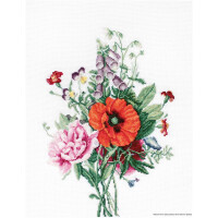 Set punto croce Luca-S "Bouquet di fiori con papavero", motivo a contare, 19x25,5cm