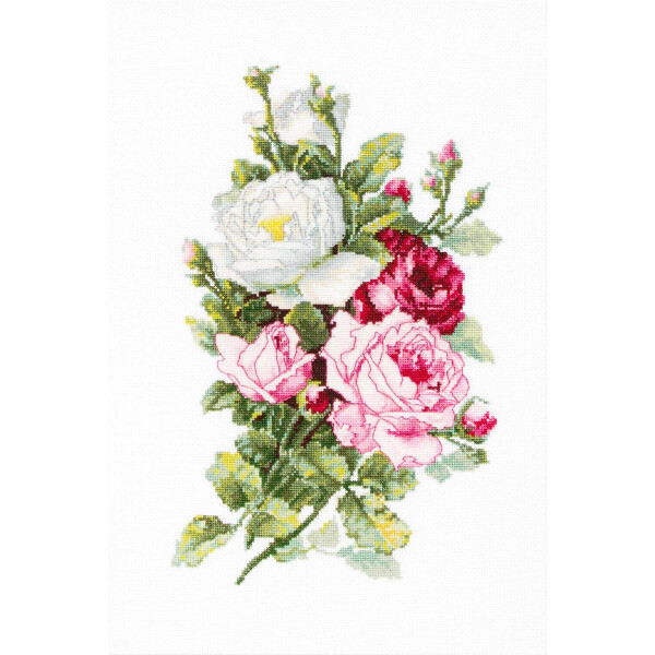 Set di punto croce Luca-S "Bouquet di rose", motivo a contare, 21,5x33,5cm