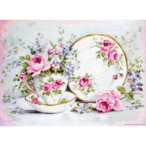 Luca-S counted Cross Stitch kit "Trio and flowers...