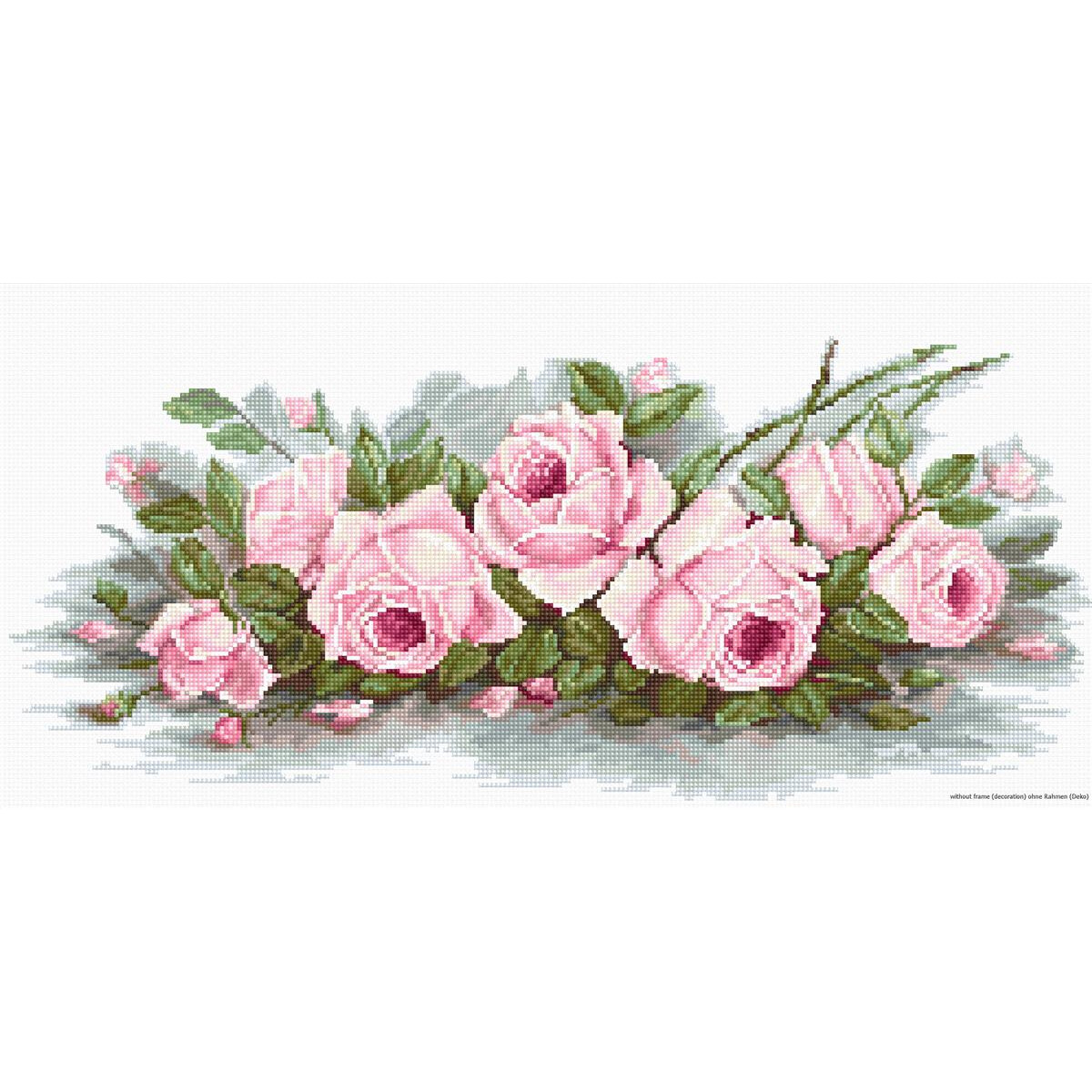 Цифровая иллюстрация букета розовых роз в окружении...