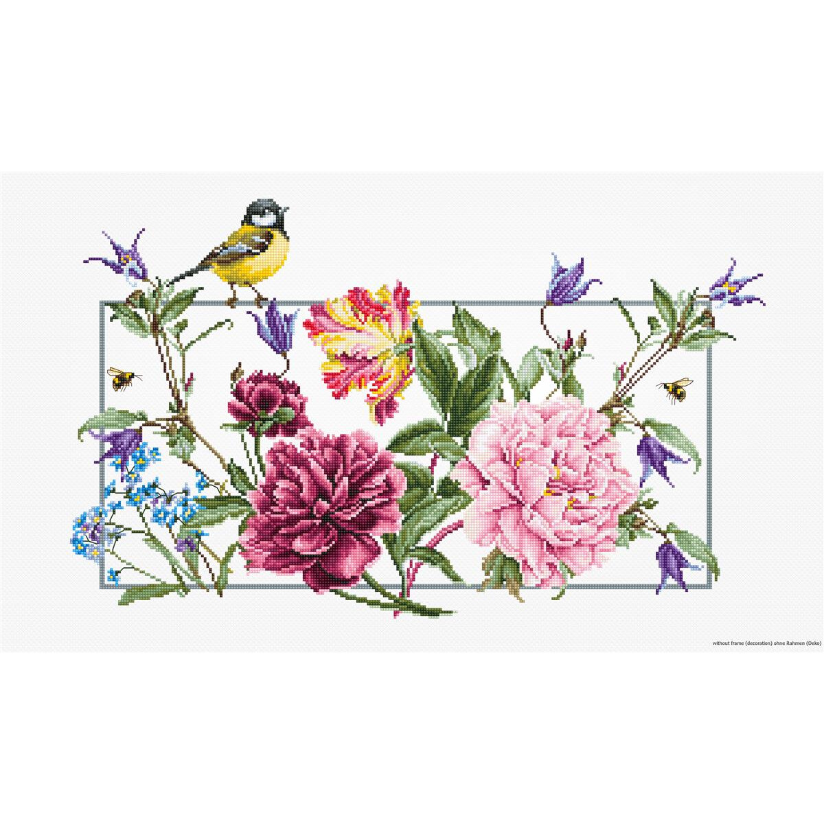 A vibrant floral illustration with a mixture of pink,...