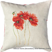 Luca-S counted Cross Stitch kit Pillow with pillow back "Scarlet poppy III", 40x40cm, DIY