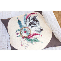 Luca-S counted Cross Stitch kit Pillow with pillow back "Wolf pack leader", 40x40cm, DIY