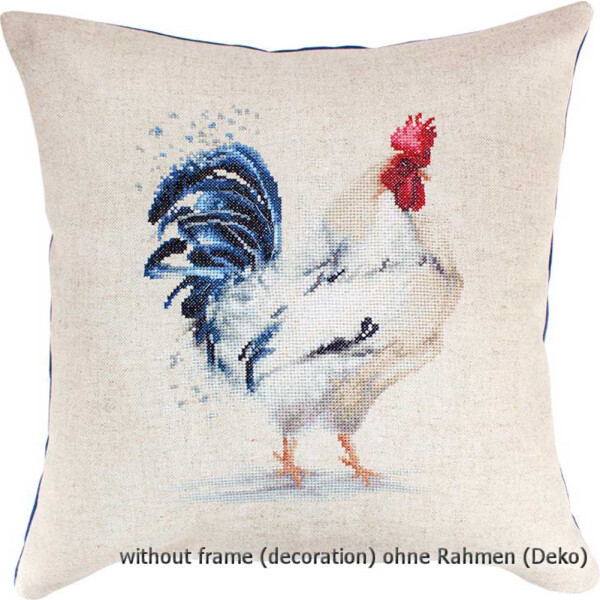 Luca-S counted Cross Stitch kit Pillow with pillow back "Chicken coop boss", 40x40cm, DIY