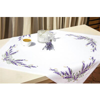 Luca-S kruissteek set tafelkleed "Lavendel", telpatroon, 75x75cm