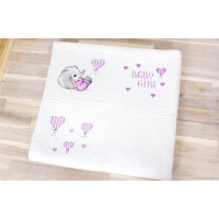 Luca-S counted Cross Stitch kit Baby blanket "Girl elephant baby", 84x85,5cm, DIY