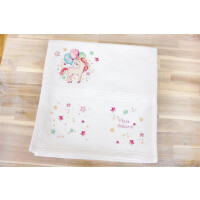 Luca-S counted Cross Stitch kit Baby blanket "Girl unicorn ", 84x85,5cm, DIY