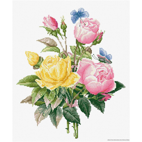 Luca-S counted Cross Stitch kit "Yellow Roses And Bengal Roses", 25x30cm, DIY