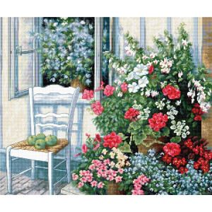 Luca-S Kreuzstich Set "Blumen am Fenster",...