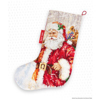 Set punto croce Luca-S calza di Natale "Babbo Natale", motivo di conteggio, 29x42cm