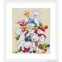Merejka kruissteek set "Kerstberen", telpatroon, 20x17 cm