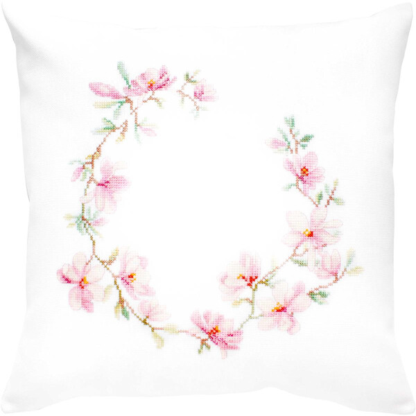 Luca-S counted Cross Stitch kit Pillow with pillow back "apple blossom", 40x40cm, DIY